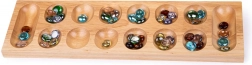 Houten spel Mancala met gekleurde glazen stenen Bigjigs Toys