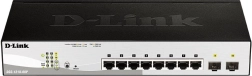D-Link DGS‑1210‑08P gigabit PoE smart switch 8× RJ‑45 en 2× SFP