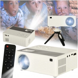 Draagbare LED-projector 1080p met TFT LCD en statief, wit