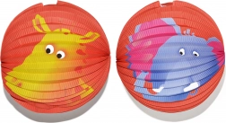 Papieren lampion bol met dierenpatroon 25 cm