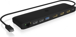 Icy Box USB‑C dock 12-in-1 met drievoudige videouitgang, HDMI, DisplayPort, LAN en USB