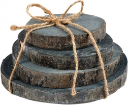Houten onderzetters van houtschijven, set van 4 stuks