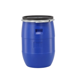 Kunststof vat 60 l met metalen klemring, blauw