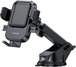 USAMS One-touch telefoonhouder voor in de auto voor voorruit en dashboard, zwart