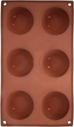Siliconen vorm voor taartjes en pralines – halve bol 28 × 16,5 × 3 cm, bruin