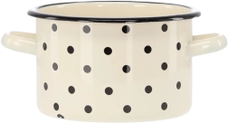 Gemailleerde pan 2 l, 16 cm, wit met stippen