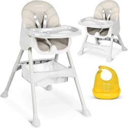 Eetstoel 3-in-1 met tafeltje en siliconen slab RICOKIDS Milo, grijs