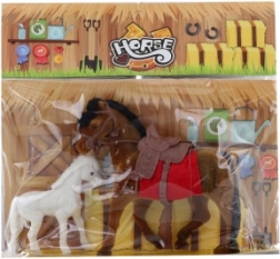 Set paarden van kunststof en suède