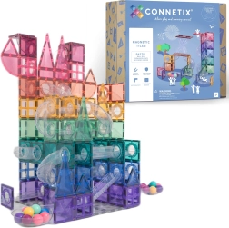 Pastelkleurige uitbreidingsset voor knikkerbaan CONNETIX, magnetische bouwset, 80 stuks