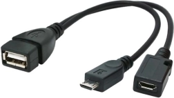 usb otg-adapter micro‑usb naar usb 2.0 met extra voeding 15 cm