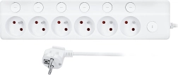 Solight-verlengsnoer met individuele schakelaars, 6 stopcontacten, 3 m, wit