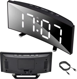 Digitale LED‑wekker met spiegeldisplay en thermometer