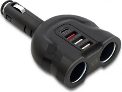 Auto-splitter voor sigarettenaansteker 12–24 V, 52 W, 2× USB, USB QC 3.0, USB‑C PD, 2× aanstekercontact – Qoltec