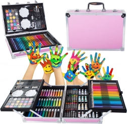 Creatieve set in koffer 145 stuks roze