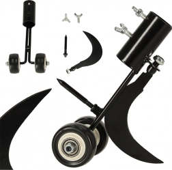 Onkruidverwijderaar voor voegen met haak en punt op wieltjes