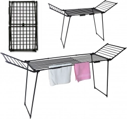 Vrijstaand uittrekbaar droogrek, balkon, 27 m, zwart
