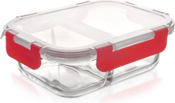Glazen verdeelde voedselbox met deksel en afdichting 950 ml