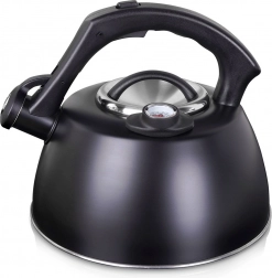 Stalen fluitketel met thermometer 3 l – zwart