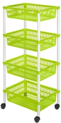 Rollenrek met manden, 4 lagen, 40 × 30 × 89 cm, kunststof