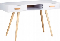 Moderne schrijftafel en toilettafel/console van grenenhout, wit, 120 × 45 cm