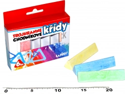 Driehoekige gekleurde stoepkrijtjes, 6 stuks