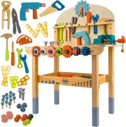 Houten kinderwerkbank met gereedschap 3-in-1 Kruzzel