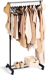 Metalen staande kledingrek op wieltjes 140 cm