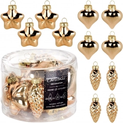 Glazen kerstornamenten goud 4–4,5 cm, set van 12 stuks