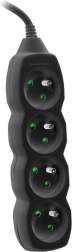 PowerWatch-band 3 m zwart (4 stopcontacten)