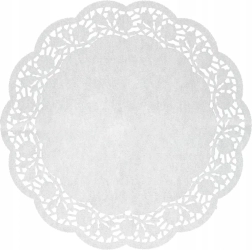 Set van 8 ronde papieren taartonderleggers 35 cm wit