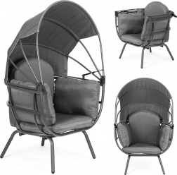 Tuinfauteuil met verstelbare luifel, grijs ModernHome