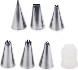 Set van banketbakkersspuitmondjes met adapter, 7 stuks