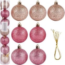 Roze onbreekbare kerstballen 5 cm, set van 7 stuks