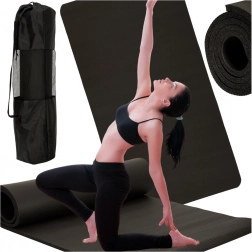 Stevige fitness- en yogamat 185 × 83 × 1,5 cm zwart met hoes