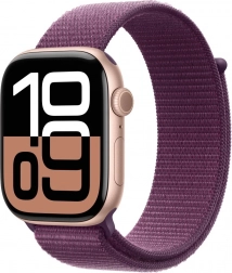 Apple Watch Series 10 GPS 46 mm rosegoud, sportbandje in pruimkleur