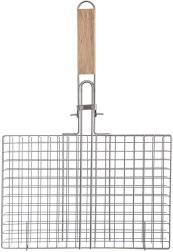Afsluitbare grillmand 32 × 49 cm met houten handvat