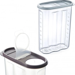 Kunststof voorraadbus voor droge voeding met doseeropening en maatverdeling 2,4 l