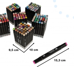 Dubbelpuntige alcoholmarkers in etui met standaard – 204