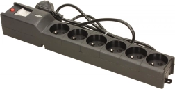 LESTAR stekkerdoos met overspanningsbeveiliging, 6 stopcontacten, 1,5 m, zwart