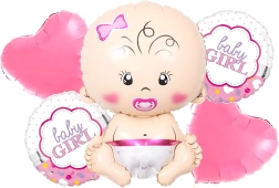 Ballonnen voor babyshower voor een meisje – set van 5 stuks met sterretjes en babythema