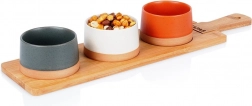Set keramische tapasbakjes met bamboe plank 48 cm, 4-delig