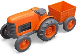 Tractor met oranje aanhanger van Green Toys