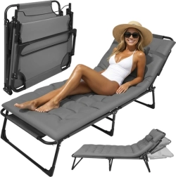 Opvouwbare tuinligstoel met kussen 190 × 68 cm TRIZAND