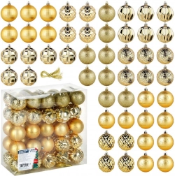 Onbreekbare gouden kerstballen 6 cm, set van 50 stuks