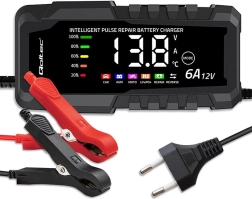 Microprocessorgestuurde lader 12 V 6 A met reparatiefunctie voor AGM-, GEL- en LiFePO4-accu’s met LCD