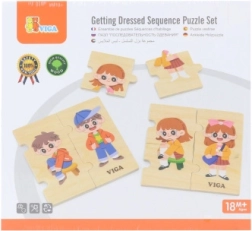 VIGA Houten educatieve puzzel Kinderen aankleden
