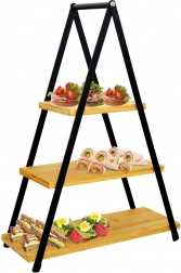 Driedelige bamboe serveerstandaard 38 × 16,5 × 53 cm