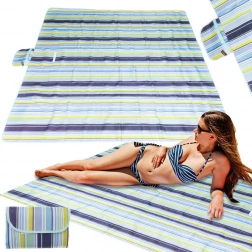 Opvouwbare waterdichte strand- en picknickkleed 200x200 cm blauw
