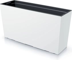 Bloembak URBI CASE M met inzet, 77 cm, wit
