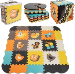 Schuimrubberen educatieve puzzelmat met dieren 114 × 114 cm, 25 delen